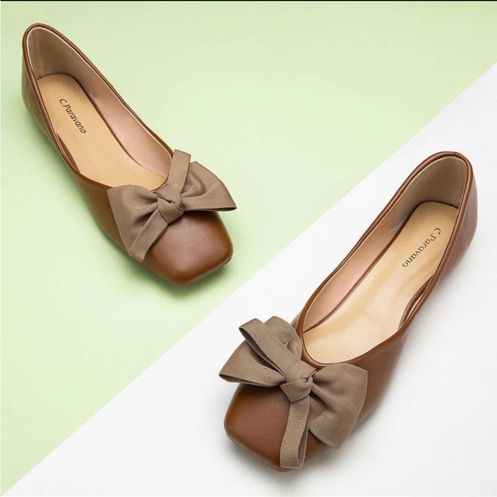 C.Paravano bow ballerina flats brown EU 42